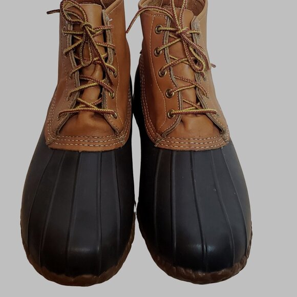 Vintage LL Bean Duck Boots Maine Hunting Shoe Men Size 11 Rubber Leather 5 Eye - Picture 2 of 11